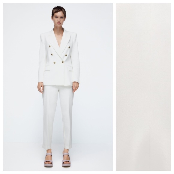 Zara Jackets & Blazers - NWT. Zara Oyster White Tailored Double Breasted Blazer. Size S, M.